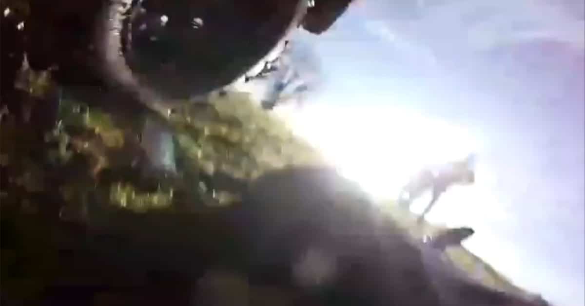Bodycam footage from a sab laying on the ground. A quad bike's wheel is seen on the edge of the frame.