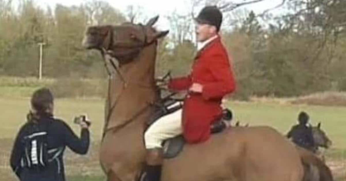 Essex and Suffolk Hunt's Jamie Price tries to prevent a hunt sab from filming a murdered fox