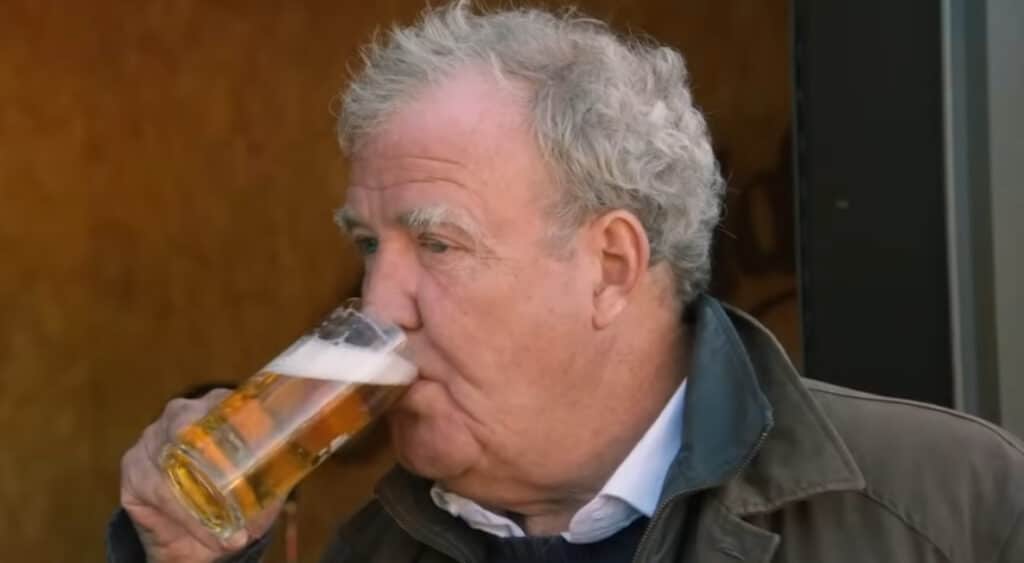 Jeremy Clarkson drinks his Hawkstone lager