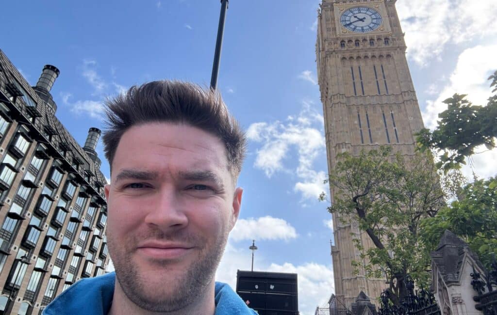 Rob Pownall outside House of Commons September 2025